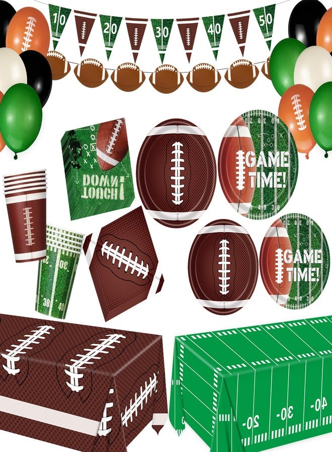 Pickmesh 294 Pcs Football Party Decoration Football Plates Napkins Cups Tablecloth with Balloons and Banners Party Supplies for Birthday Game Tailgate Party Decorations, Serve 50 - Image 1